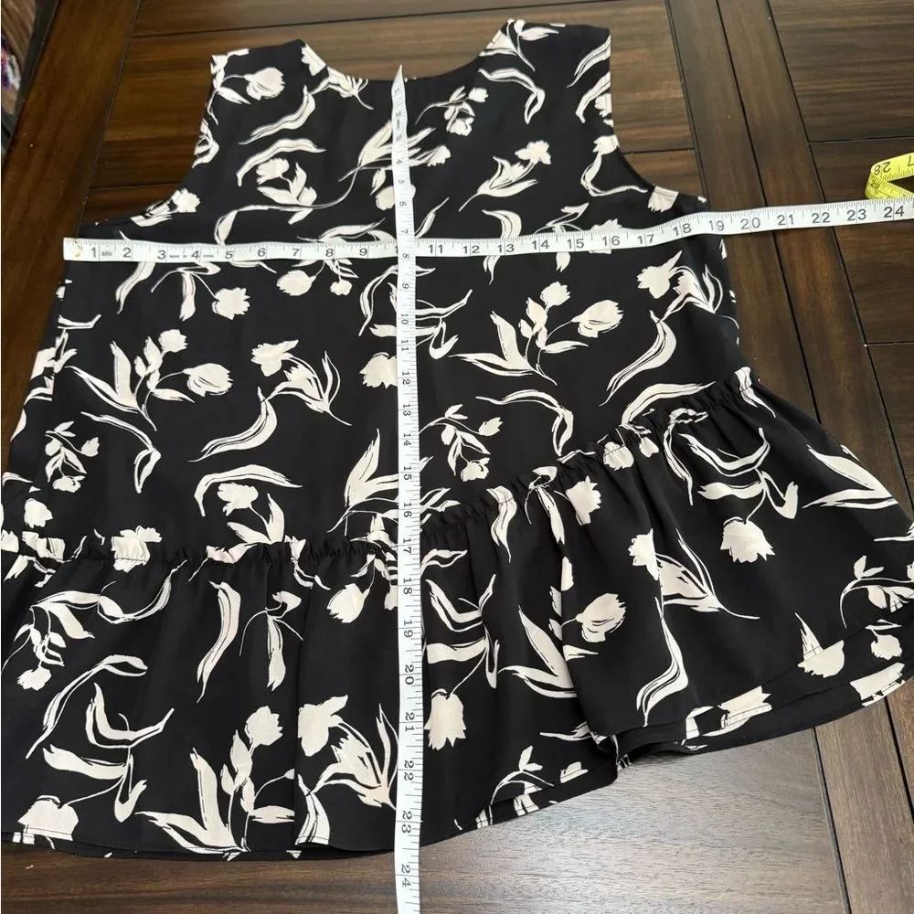 Halogen Black and White Floral Blouse